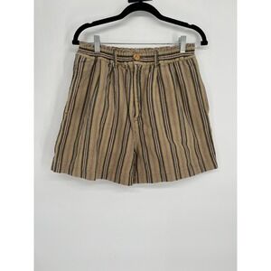 Vintage 907 Company High Waist Shorts Striped Elastic Waist L Made in Canada